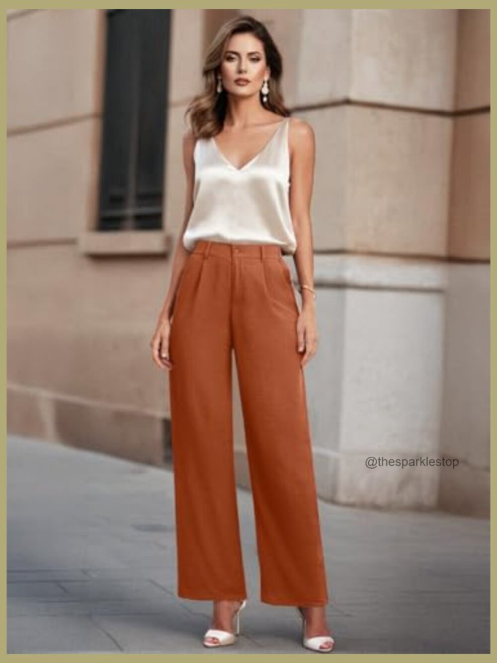 High Waisted Wide Leg Palazzo Pants with Pockets - Picture 5 of 7